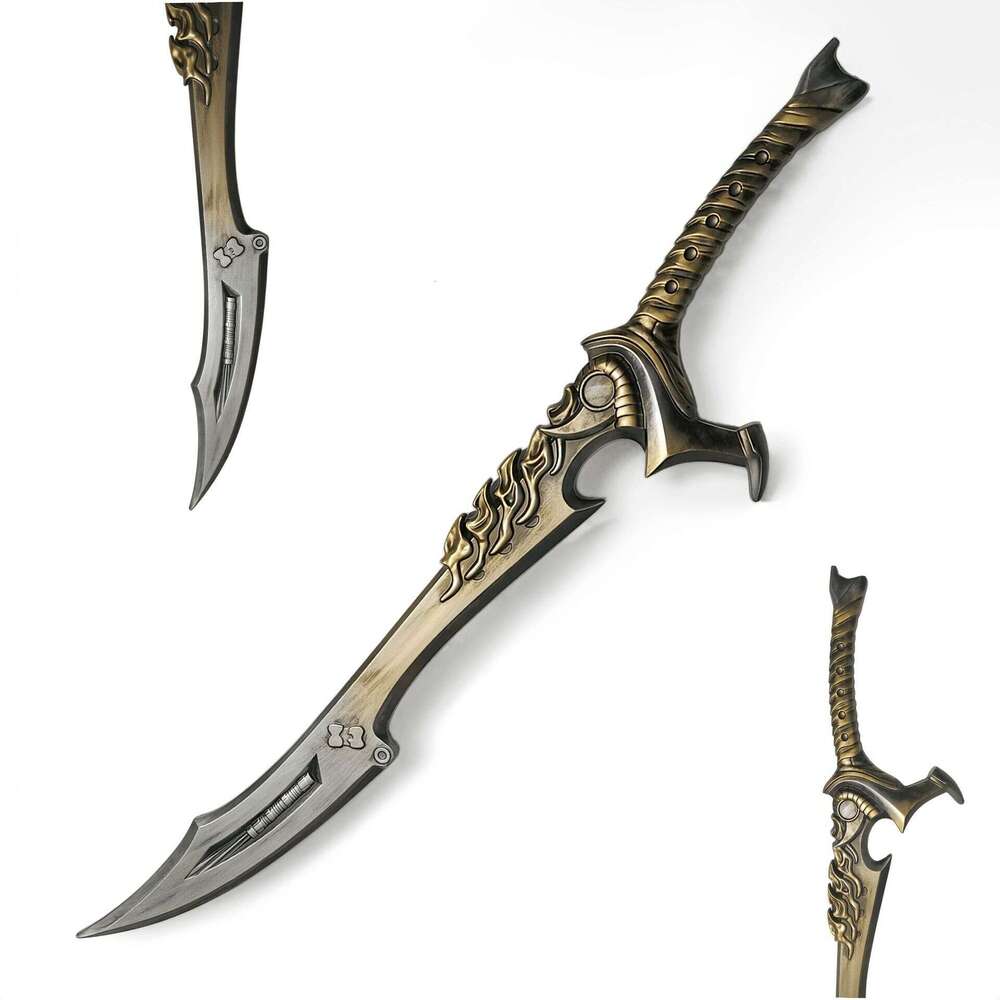 Fantasy Medieval Style PU Foam Curved Blade Prop, Non-sharp Decorative Ornament for Halloween Cosplay Party-image-1108810681