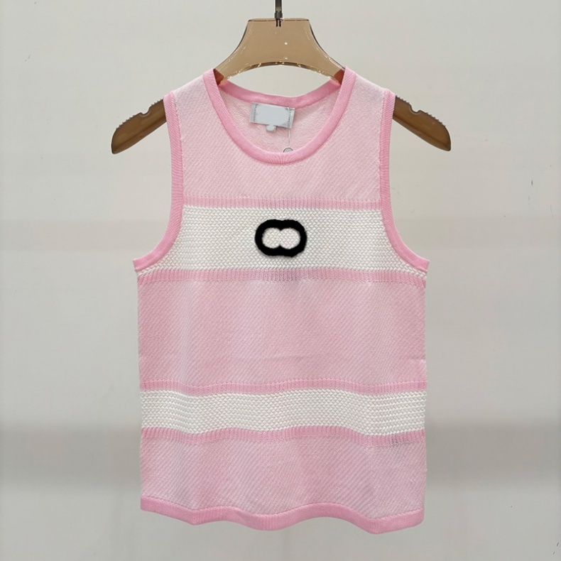 Designer Women Y2k Sexy Knitted Tank Sexy Striped Thin Sleeveless Pullover Beach Party Summer Knitted Vest