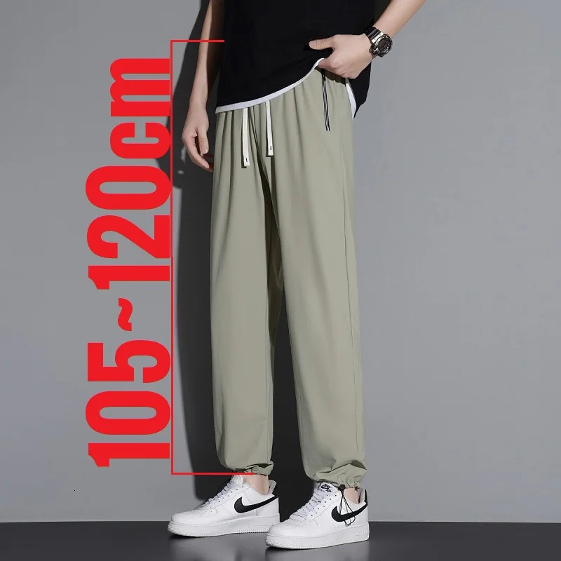 190cm 200cm Mens Tall Pants Zipper Pocket Summer Trouser Teeneeger Male Ice Silk Extra Long Length 110 115 Cm 120cm Lengthened 260603BJ
