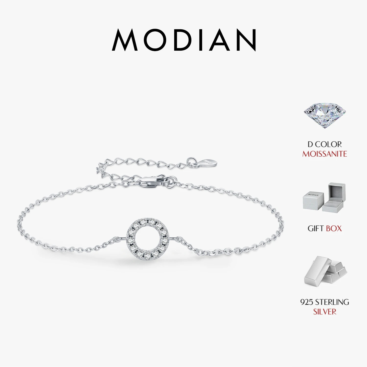 MODIAN D Color Bracelet 925 Sterling Silver Fashion Hallow Out Round Link Chain Bracelet For Women Fine Jewelry Gifts 260602BJ