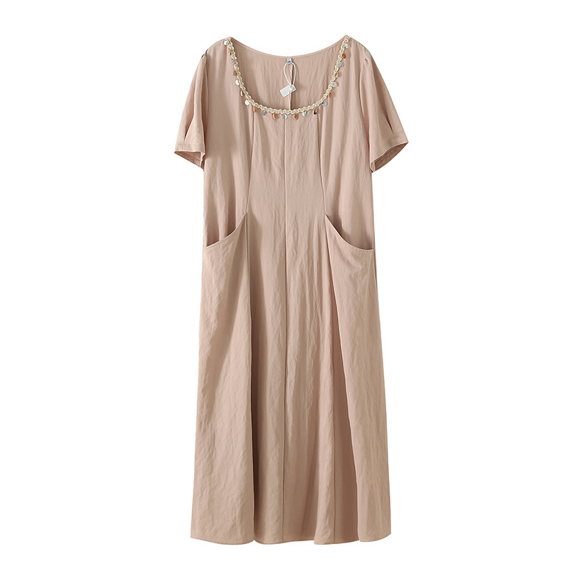 Temperament French Shell U-neck Dress 2025 Summer New Plus Size Women's Clothing