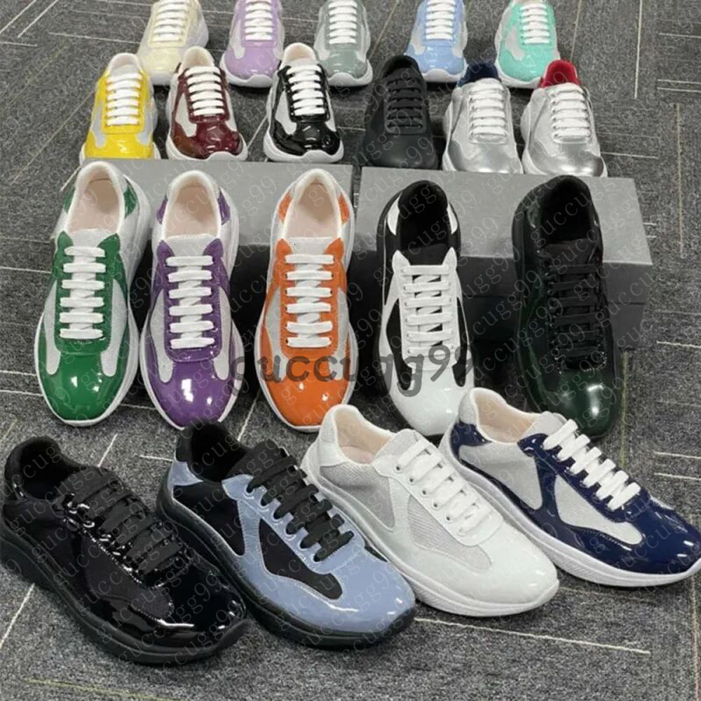 men shoes women running shoes Americas Leather Sneakers High Quality Patent Leather Flat Trainers Black Mesh Lace-up Casual Shoes Outdoor Sport Shoe