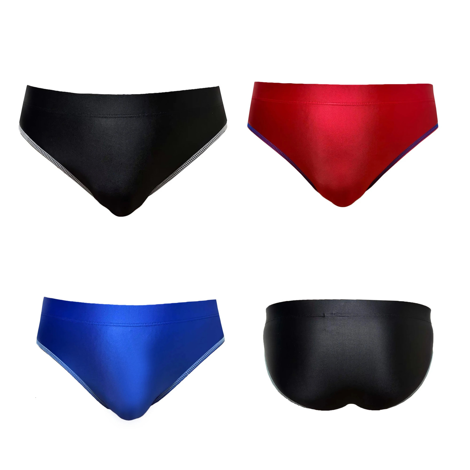 XcloCKNYoung satin glossy men underpants oily shiny Colorful edges sports briefs Silk High elasticity 260528BANJIA