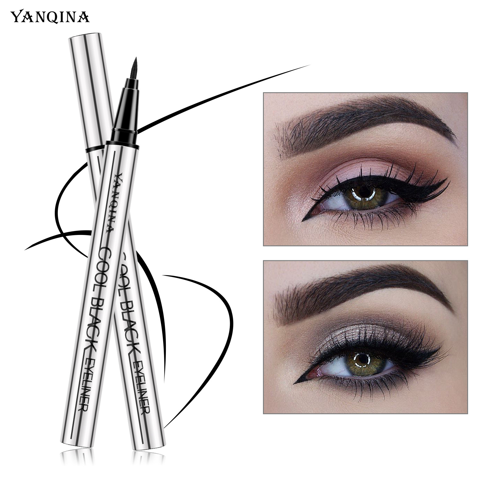 Ultra Fine Tip Liquid Eyeliner Pen - Long Lasting Smudge Proof Matte Black Eye Liner Cosmetics Quick Dry, Transfer Resistant Daily Makeup for Wom-image-1109147312