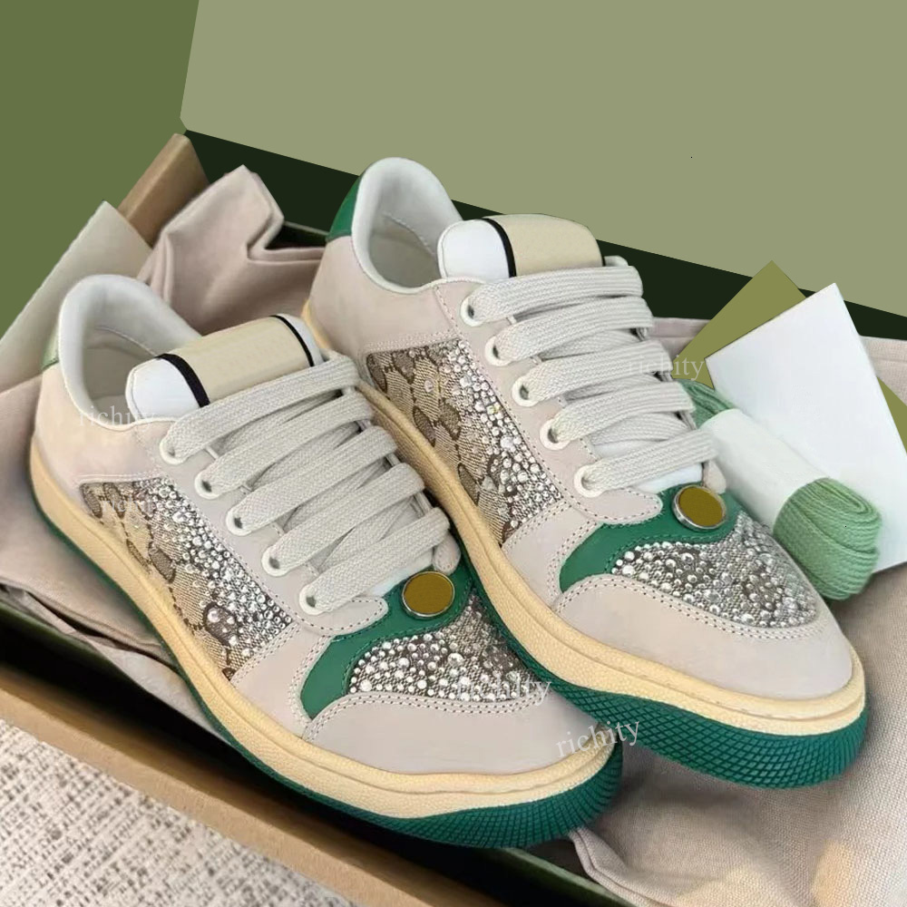 Sneakers Designer shoes Rhinestone Embroidered Top Leather Sneaker luxury men casual shoes womens Trainer sequin classic do old unisex Skateboard co