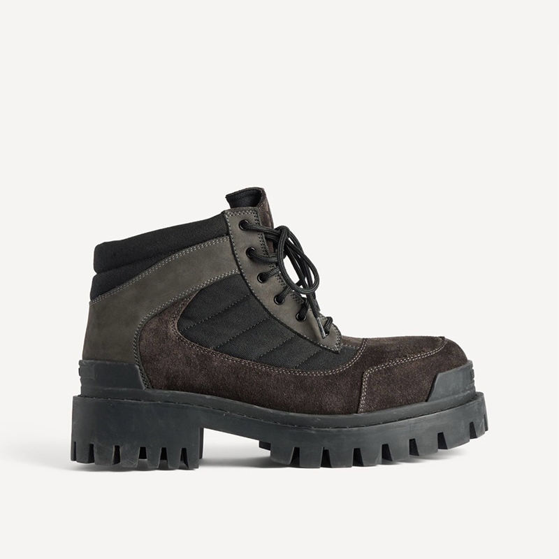 Designer Combat Strike Suede Boots Cowhide Round Toe Laced Speed Trainer Short Boots Men Women Winter Snow Rain Platform Boot Size 35-45