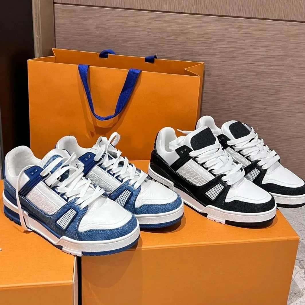 Designer shoe s Train er flo wer S kate Sne akers lux ury M en Wom Cas ual t ennis Sh oes Calf skin Pla tform T raine rs Leat her Ablo h Lac e-up Lv