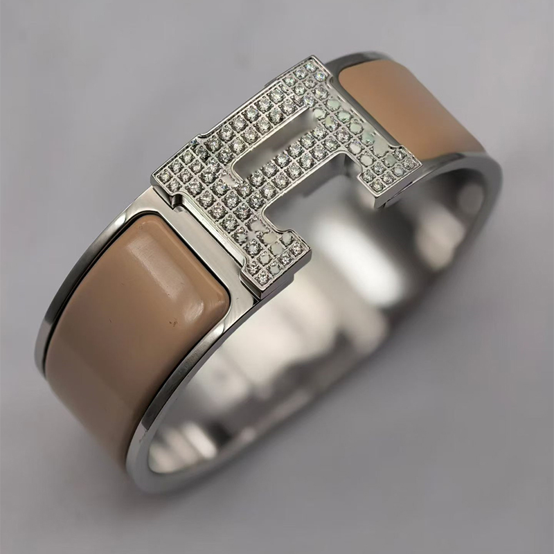 NEW Luxurious designer enamel bracelet brand H bracelet handcrafted 20mm bracelet gold bracelet jewelry designer bracelet diamond bracelet weddin-image-1108825603