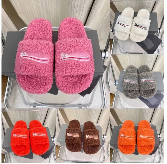Luxury Paris Sandal Wool Fur Fluffy Furry Slides Designer Men Women Slippers Ladies Warm Letters Sandals Comfortable Slipper Size 35-46 top quality