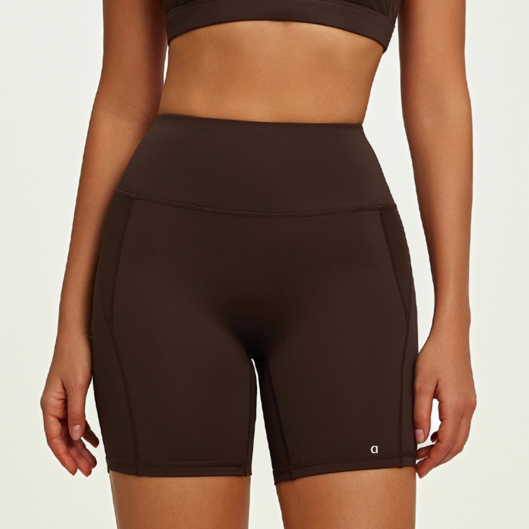 A2276 Women's Sports Shorts with Five Pockets Summer Seamless Workout Bottoms Ideal for Yoga Practice High-Waist Hip-Lift Yoga Shorts Gym Short