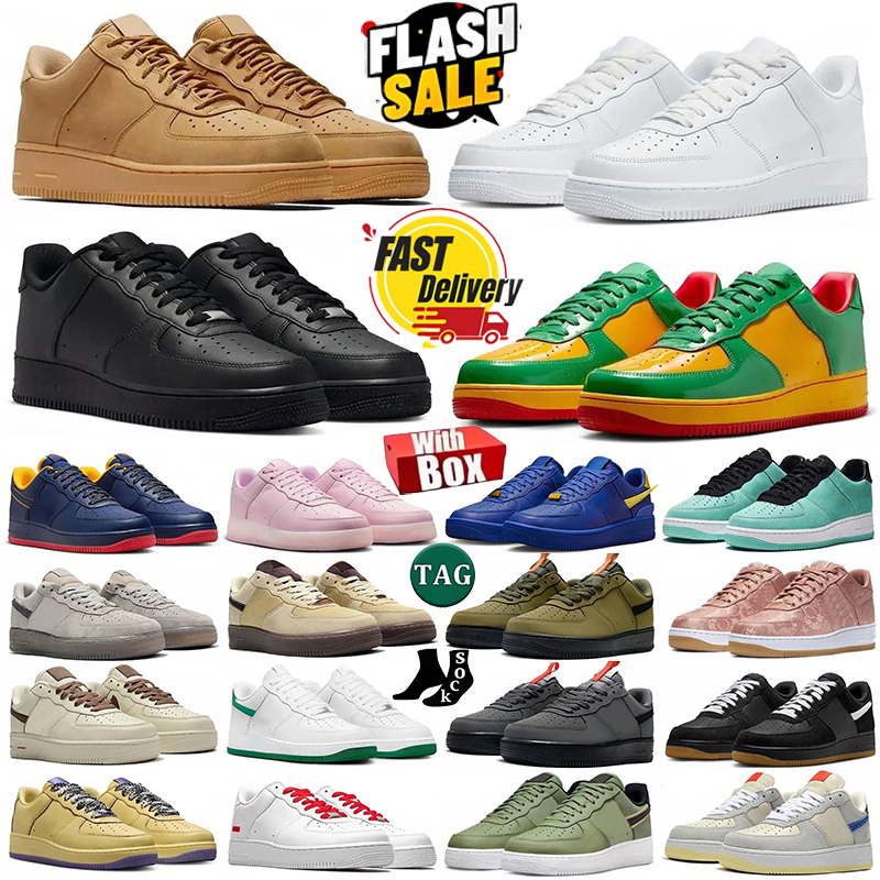 With Box Designers 1 Men Low Casual Shoes Trainers All White Black Wheat Skateboard One Leather Tennis 1s Sports Shoe Brand High Women Running Outdo
