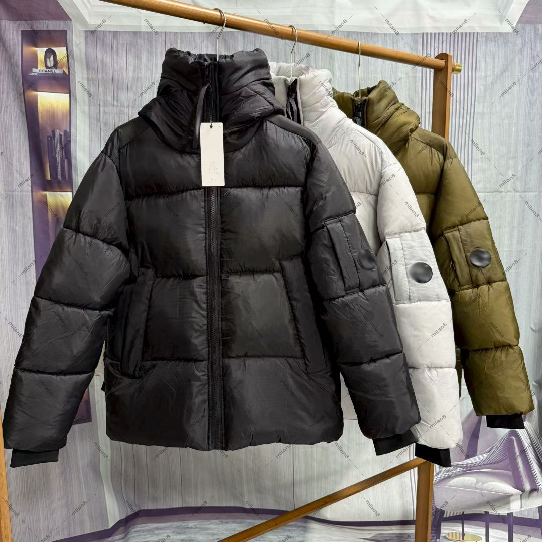 Mens jacket puffer jacket zipper hoodies glasses casual pullover Warm Outdoor Casual Outerwear with Lens Detail