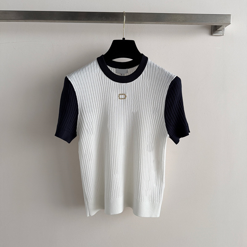 Pulls tricotés de couleur contrastée pour femmes, pulls élastiques et chics de styliste pour Couple, tenues quotidiennes polyvalentes d'été