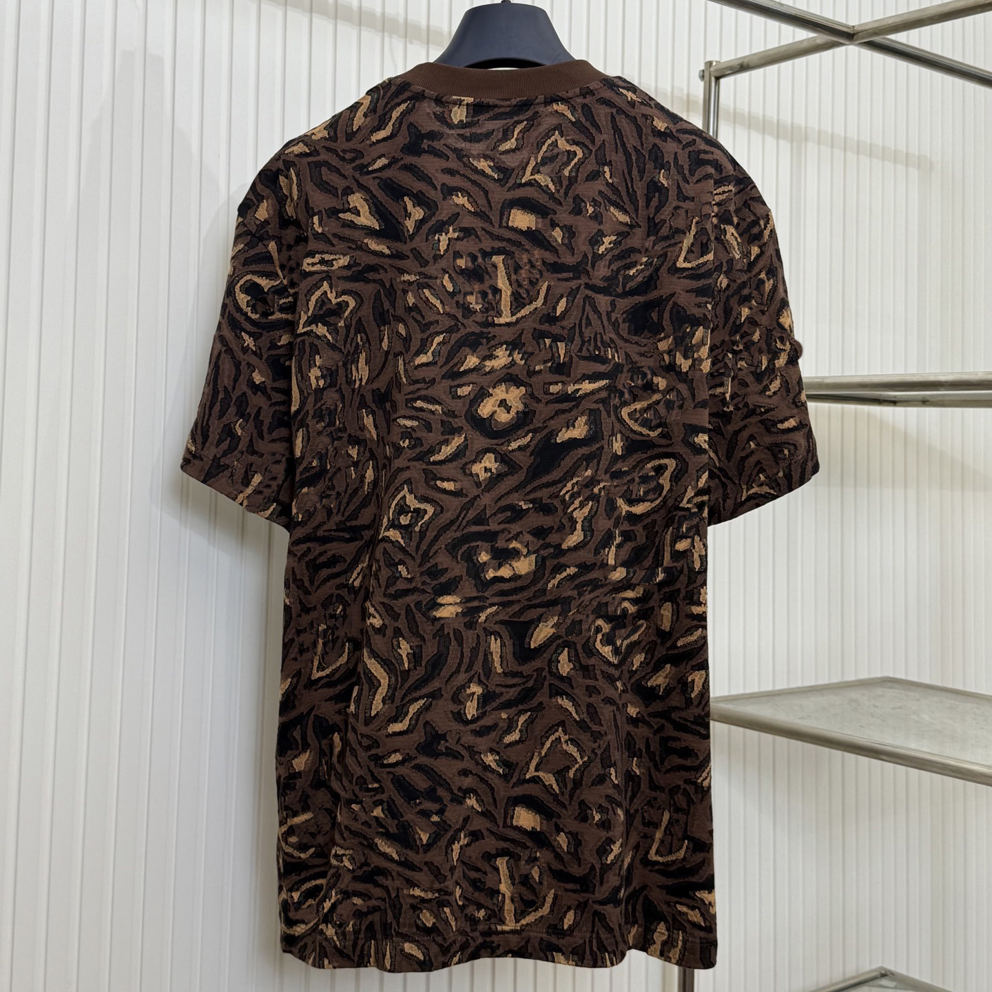 quty designer High mens T-shirt polo shirt mens T-shirt collaboration full printed leopard print jacquard short slved T-shirt new unisex version L26