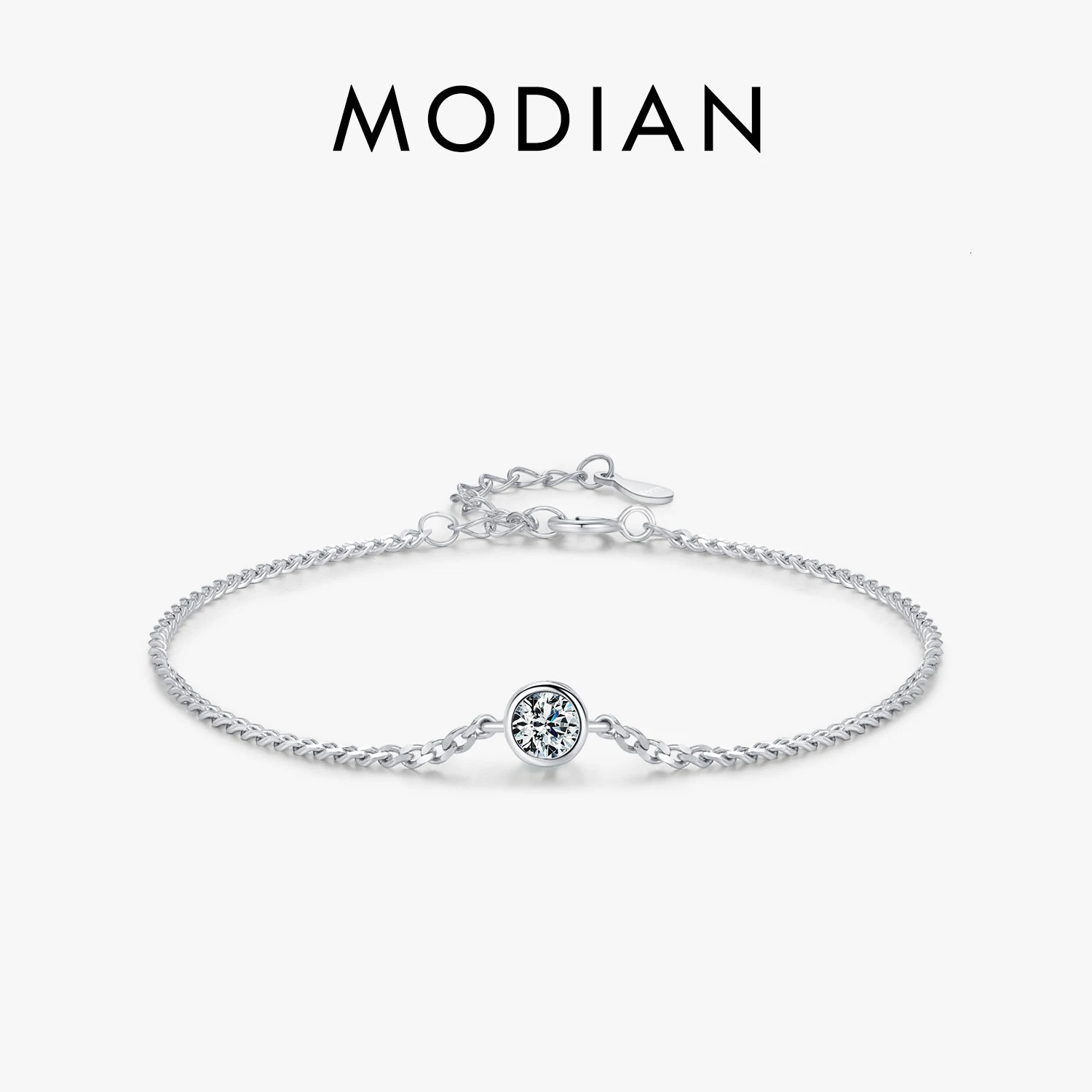 MODIAN 025CT Bezel Setting Bracelet For Women Diamond 925 Sterling Silver Elegant Chain Bracelet Wedding Jewelry 260602BJ