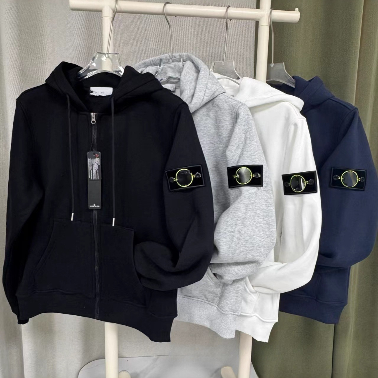 Mens hoodie sweatshirt CP Autumn Casual Loose Side Lens Hoodie Round Neck Long Sleeve Mens and Womens Sweatshirt