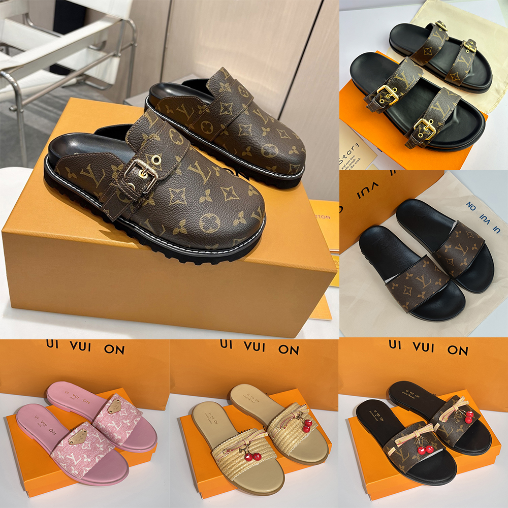 Sandals designer shoes slides slippers classic designer sandals women new model candy series slippers high quality couple style old flower brown-image-998969217