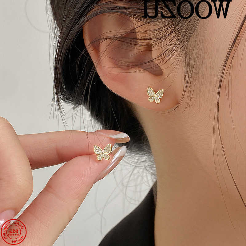 Silver WOOZU 925 Romantic Sterling Beautiful Charm Butterfly Zircons Stud Earrings for Women Wedding Elegant Exquisite Jewelry M260604