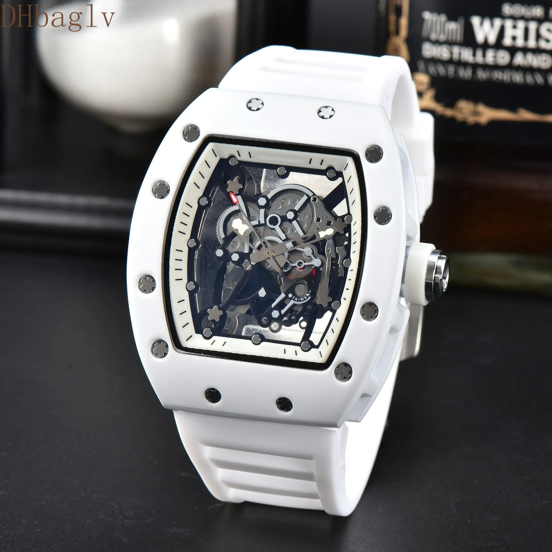 2026 Automatic motion 3-pin waterproof full function mens watch top brand luxury ceramic rim mens hollowed out quartz watch