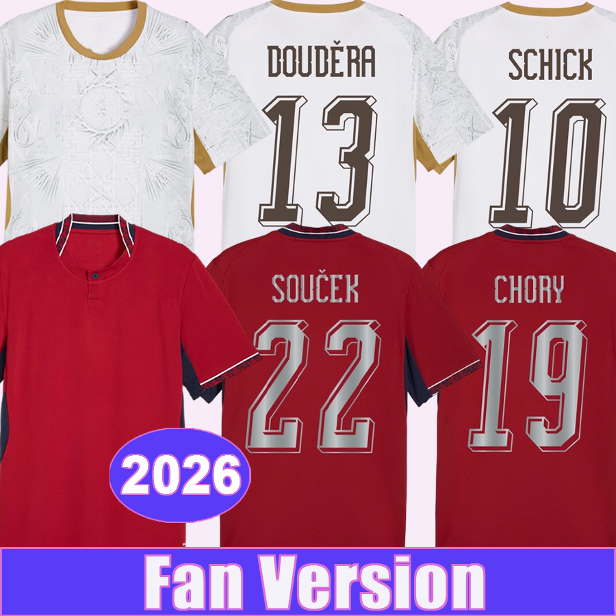 2024 2026 République tchèque Maillots de football pour hommes Équipe nationale SADILEK SCHICK CHORY SOUCEK Accueil Chemises de football à manches