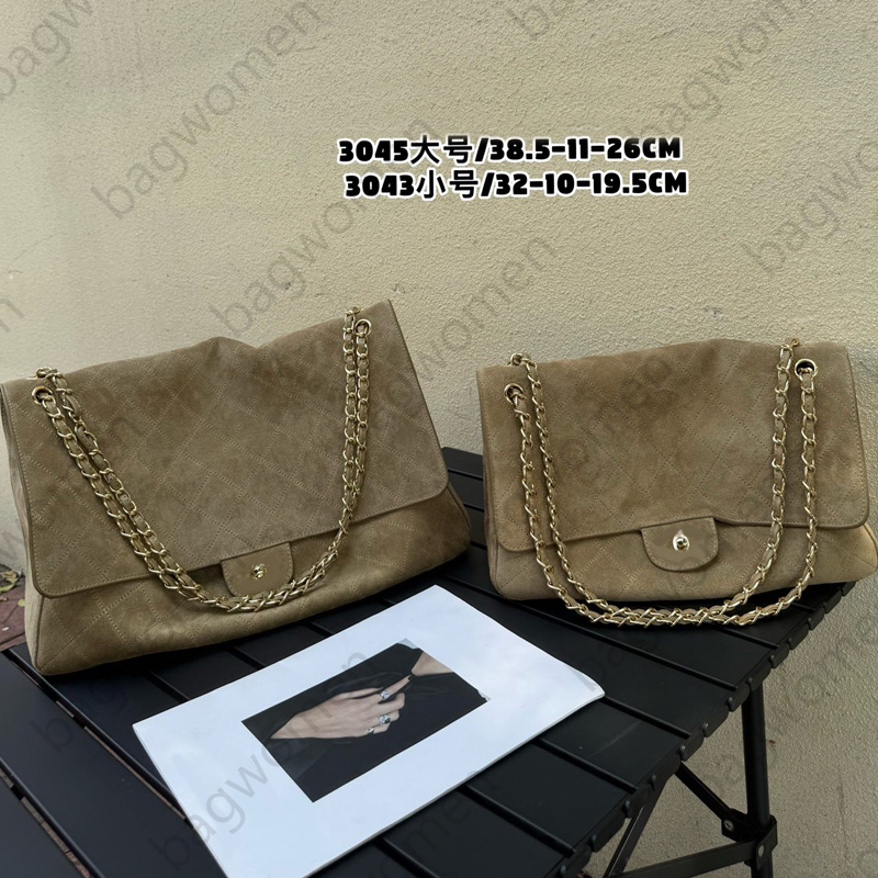 Brown Suede Maxi Cf Chain Shoulder Bag Designer Bags 2026 Trends Luxury Bag Handbag Bags For Women Luxury Cowhide Bag Sac De Luxe Cross Body Bag Sac