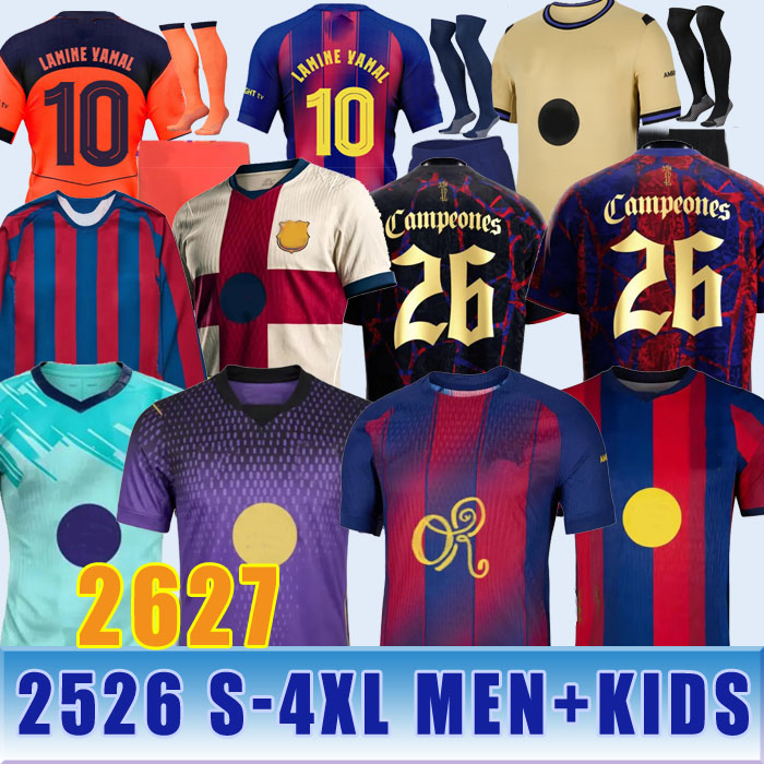 2026 2027 S-4XL barcelona LAMINE YAMAL Champions soccer jerseys men kids black football shirts kit 2025 LEWANDOWSKI Camiseta sets Travis pink goa-image-968304396
