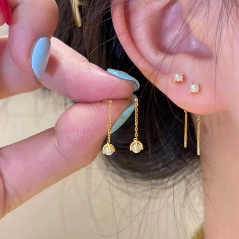 Pearl Imitation New Stud Fashion Earrings For Women Korean Student Female Silver Color Earring Line Simple Jewelry Gifts M260604