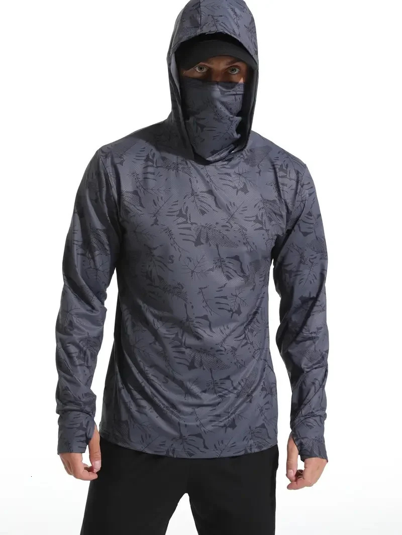 Fishing Shirt Hooded Men Fishing Clothes Outdoor Summer Mask Hoodie Sun Uv Protection Performance 260604