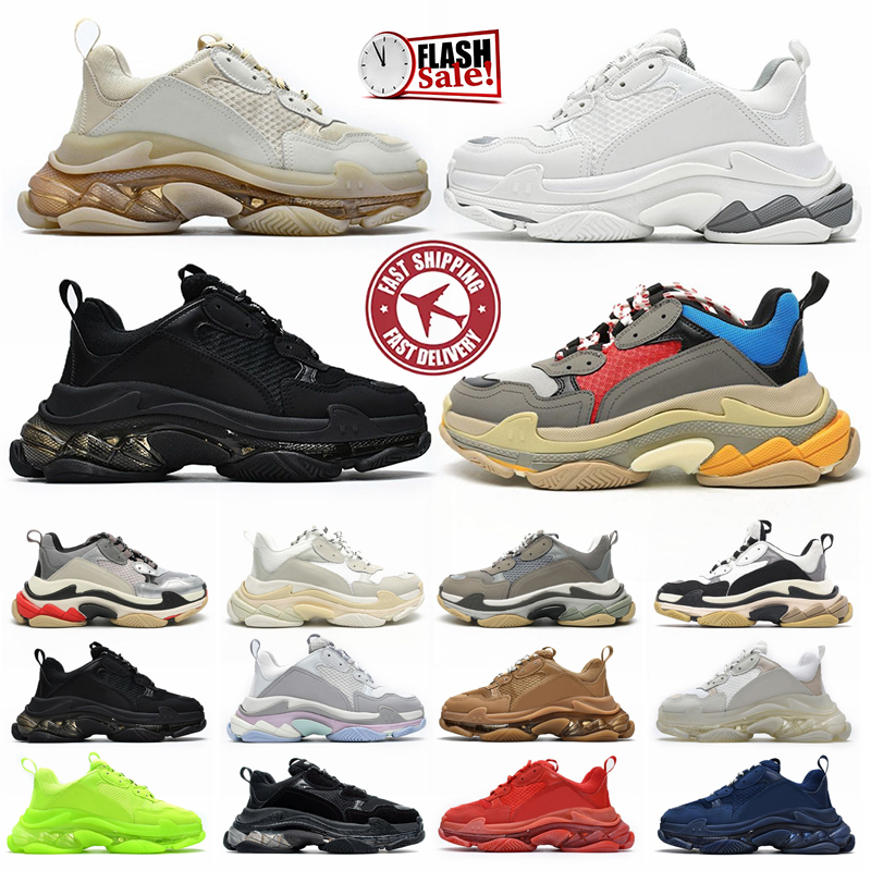 Chaussures de créateurs Triple S Baskets pour hommes Paris runers Cuir caoutchouc blanc Femmes Nylon dentelle Baskets de sports de plein air Livr
