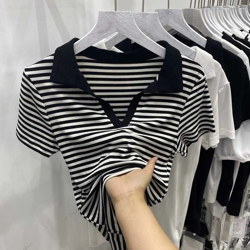 Summer Short Sleeve Allmatch Youth Casual Tops Polo Neck Loose Simplicity Trend T Shirts Fashion High Street Women Clothing 260528BANJIA