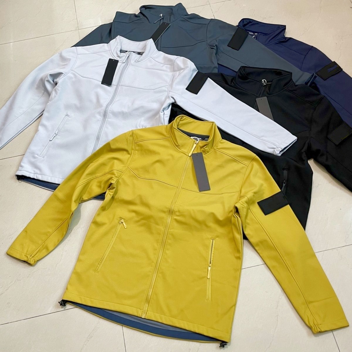 Men's Jackets stones New Style Outdoor Windproof Water-resistant Fleece-lined Softshell jacket islands Loose Sports Casual Stand Collar coats f