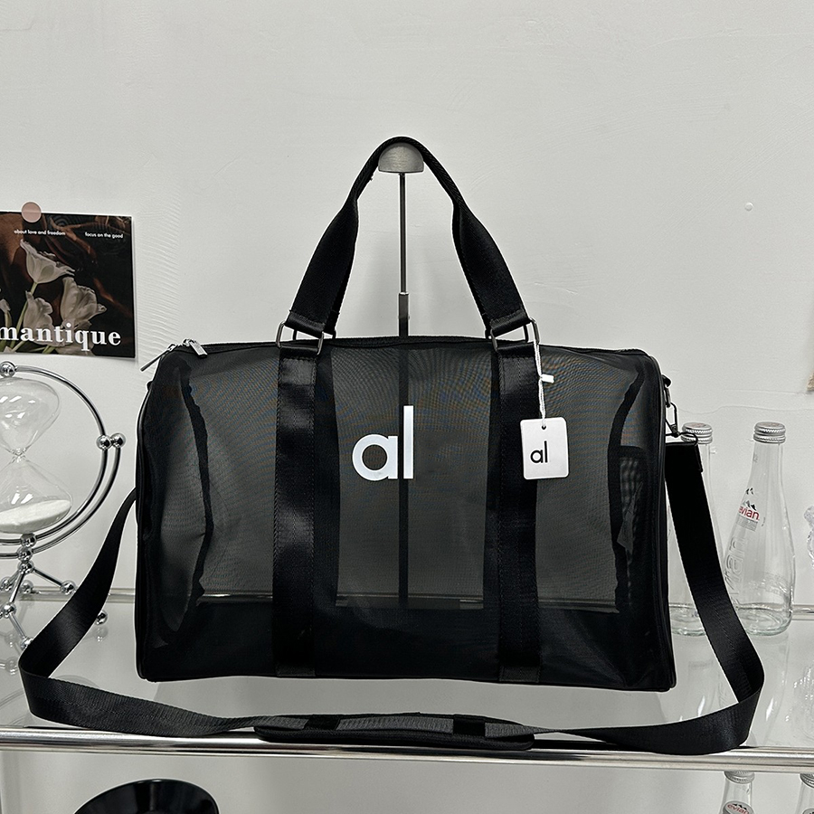Designer Sheer Mesh Travel Bags 28L Large Capacity Gym Bag Unisex Black White Trip Handbag Business Travel Package-image-1109019139