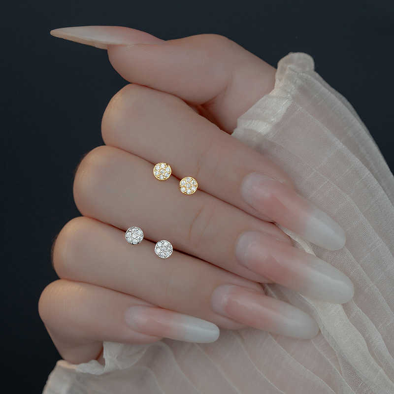 Stud Round New Earrings Fashion For Women Mini Zircon Hypoallergenic Earring Minimalist Silver Color Piercing Jewelry Gifts M260604