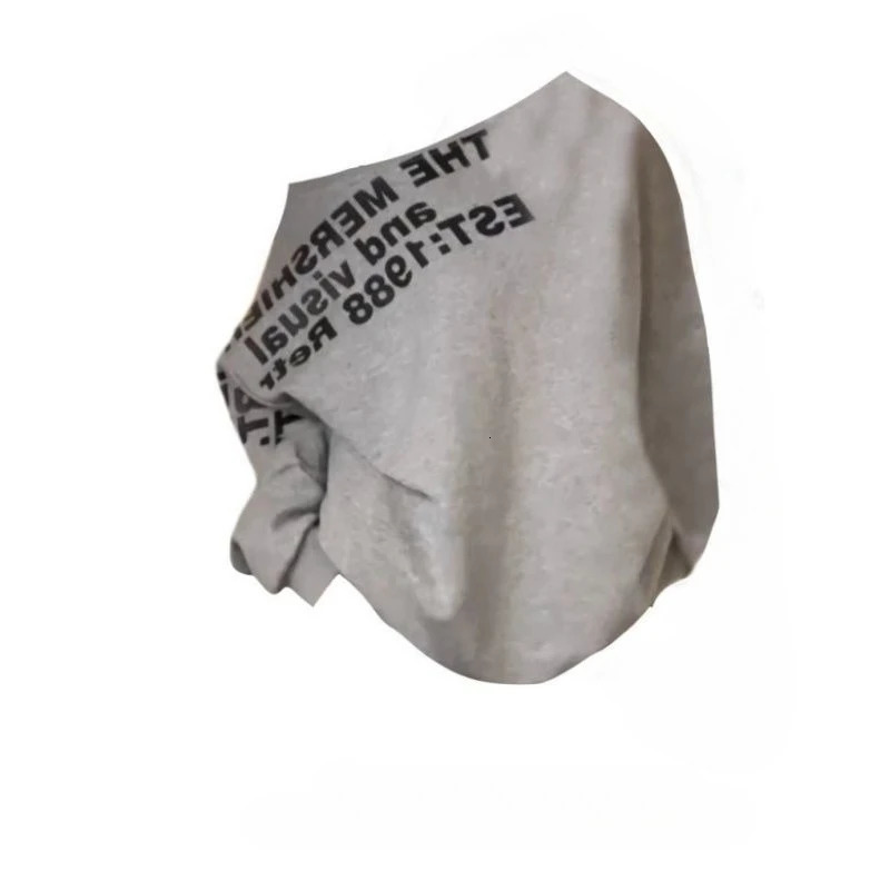 Sexy Oversize T shirt Women Streetwear Letter Print Skew Collar Off Shoulder Long sleeve Basic Top Korean Fashion Loose T-shirt 260528BJ