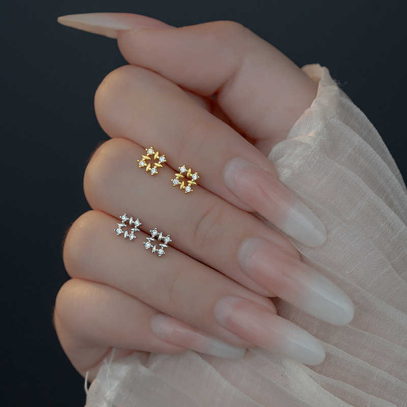 Earrings New Fashion Rhombus Stud For Women Mini Zircon Hypoallergenic Earring Minimalist Silver Color Piercing Jewelry Gifts M260604