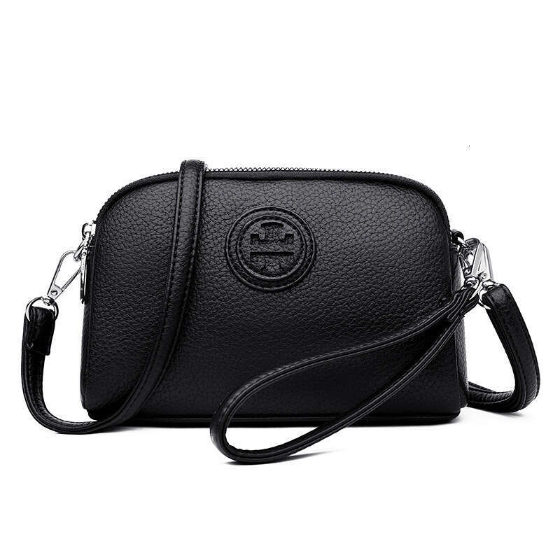 Soft leather mini bag, stylish handbag for middle-aged women, phone pouch, multi-layer wristlet, shoulder and crossbody bag