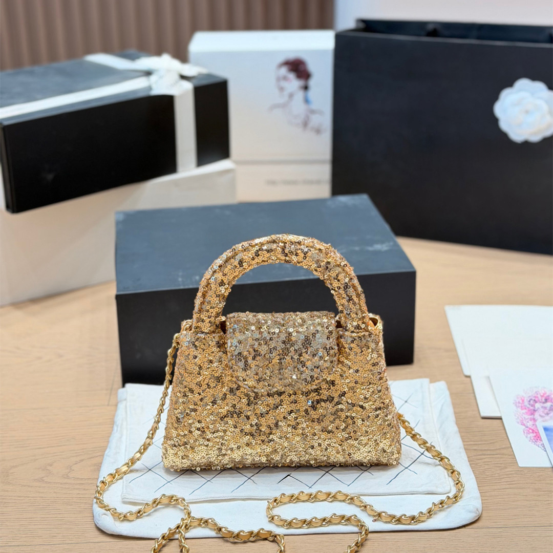 Luxury Women Colorful Sequins Mini Bag Fashion Designer Shoulder Bags With Handle Genuine Leather Crossbody Bag Classic Diamond Lattice Handbag Even