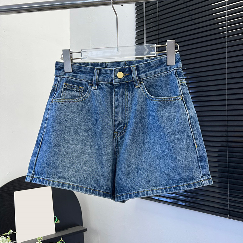 Brand Woman Vintage Washed Denim Shorts A Line High Waist Shorts Summer Vacation Daily Outfits