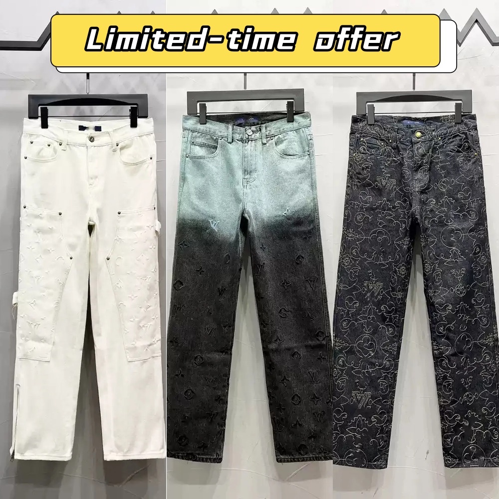 3A Louise Jeans Designer Jeans For Mens Purple Jeans Men Designer Baggy Jeans Ripped Denim Pants Luxury Hip Hop Distressed Men Women LVS Trousers uj