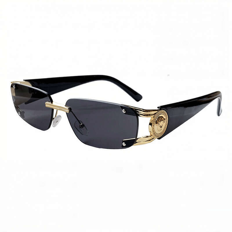 Fashion High-Grade Designer Sunglasses 2026 New European And American Metal Square Frameless Curved For Women, High-End Vintage Light Luxury Fashion