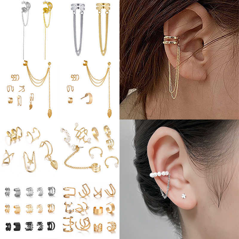 Ear LATS New Long Tassel Cuff Multilayer No Piercing Hook Clip Earrings for Women Simple Temperament Fashion Jewelry Gift M260604
