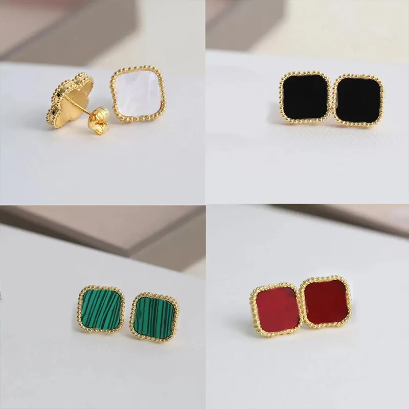 four leaf clover earring stud earrings designer for women fashion jewelry woman 18K gold plated blue red pink ear ring luxury jewelrys gifts acce-image-1108984216