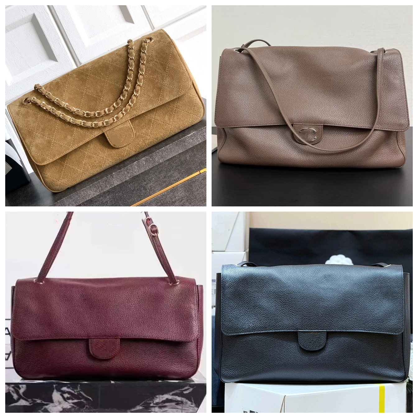 mirror quality new Maxi Flap bag Designer Maxi Shopping bag Grain cowhide shoulder bag Classic Flap Vintage Handbags Airport Tote Bag Luxury silver
