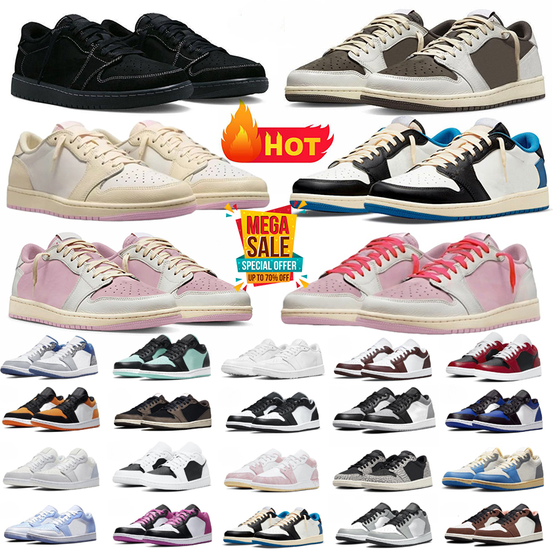 1 low Basketball shoes Mens Brown Golf Olive Sail Tropical Shy Pink Dark Wolf Grey Black Pine Green Bred Toe Unc Womens Sports trainers schoenen
