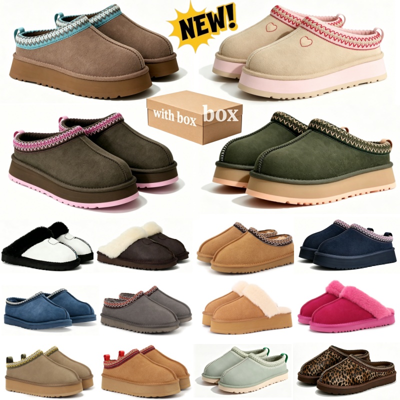 Woman Tasman Slippers Chestnut Fur Slides Sheepskin Shearling Tazz Slippers Mules Men Ultra Mini Platform Boot Slip-on Shoes Suede Upper Comfort-image-983681705
