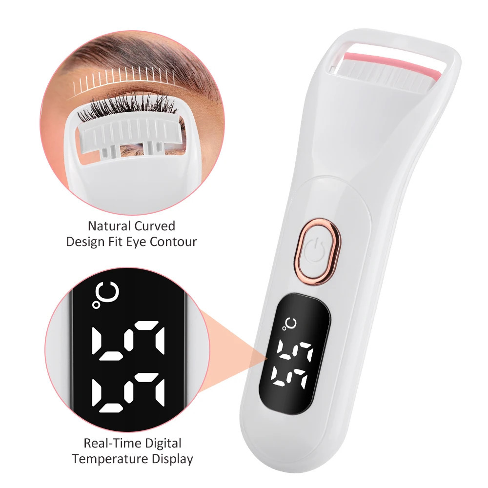 Portable Electric Heated Eyelash Curler Temperature Control Long-Lasting Curl Rechargeable Digital Display Lash Curling Wand 260604BJ