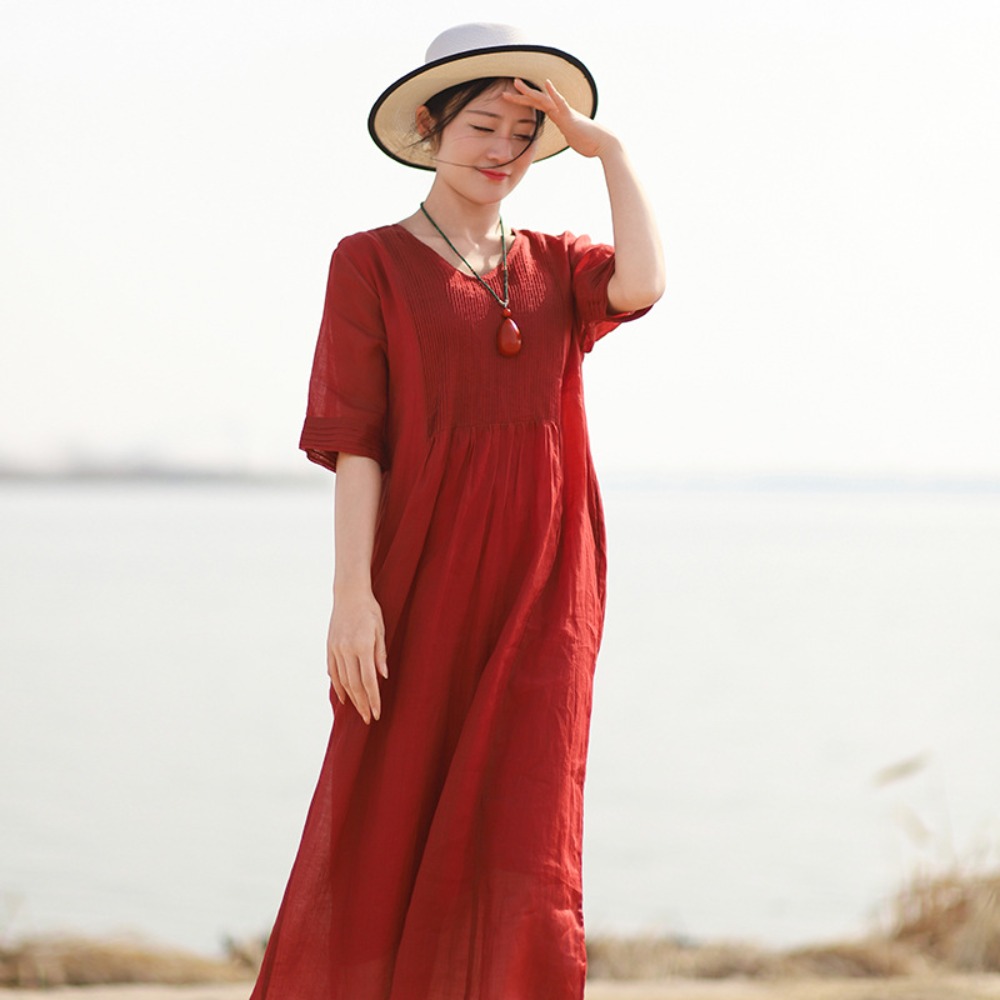 (86) New Style Double-Layered Maxi Dress Full-Sweep Accordion Pleats, Ethereal Vacation Dress-image-1109081818