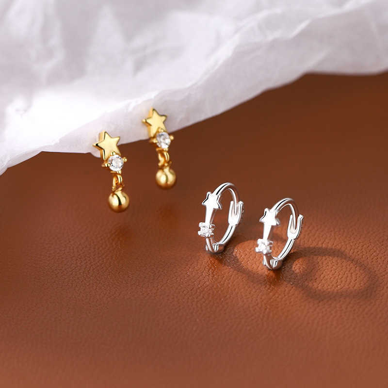 Small Fashion New Star Arrival Ear Buckle Hoop Zircon Earrings For Women Punk Silver Color Earrings Girls Party Jewelry Gifts M260604