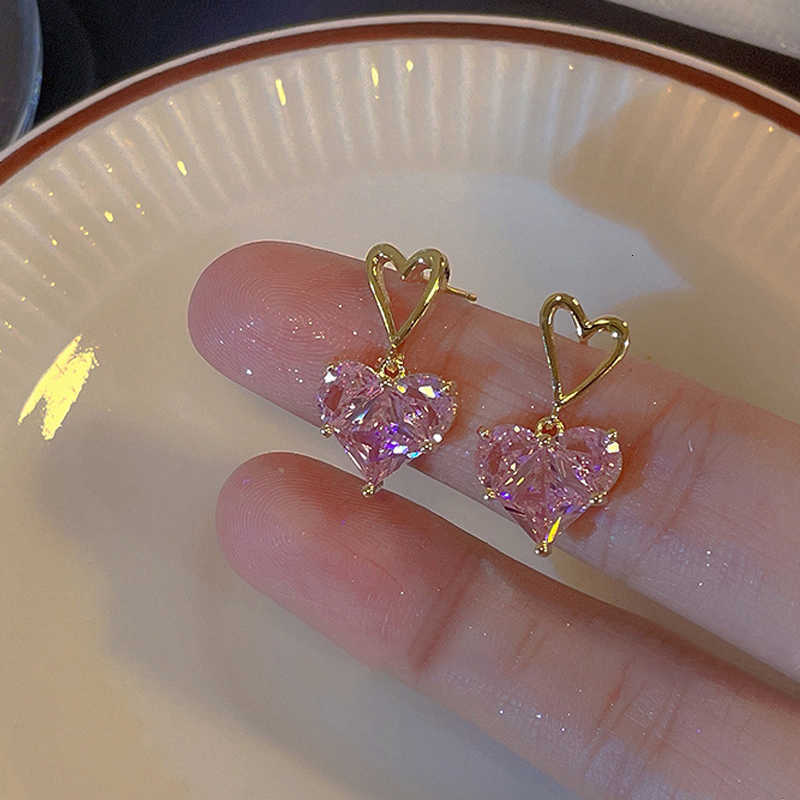 Pink LATS Unique Design Exquisite Zircon Earrings for Women 2023 New Elegant Fashion Sweet Earring Trend Jewelry Party Gift M260604