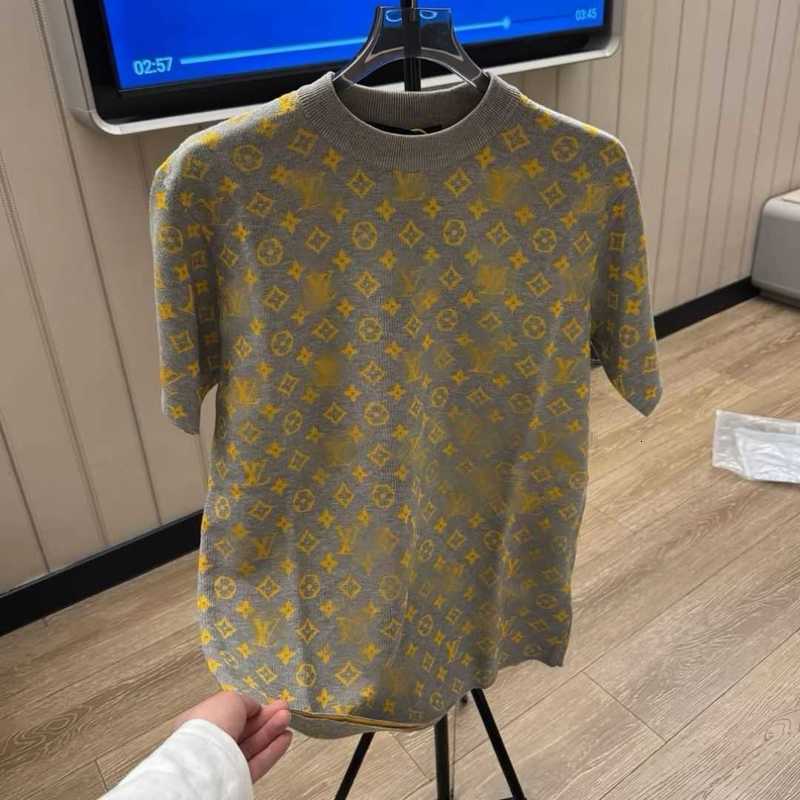 Designer Men's T-Shirts tees new luxury jacquard sweater for men and women exquisite clothing knitted short-sleeve shirt wide